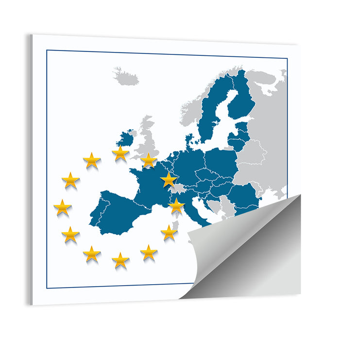 European Union Map with Stars Wall Art as a poster print