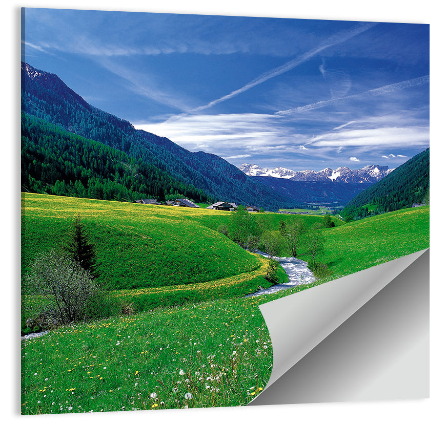 Snow-capped Peaks and Floral Meadow Wall Art