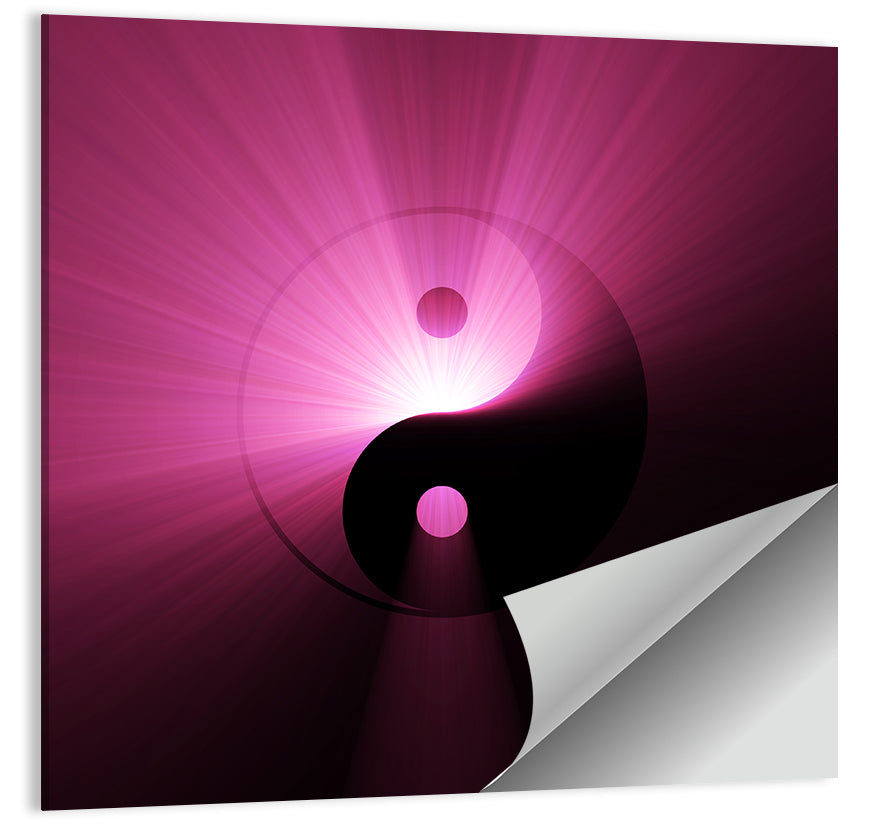 Magenta Yin Yang Symbol Wall Art