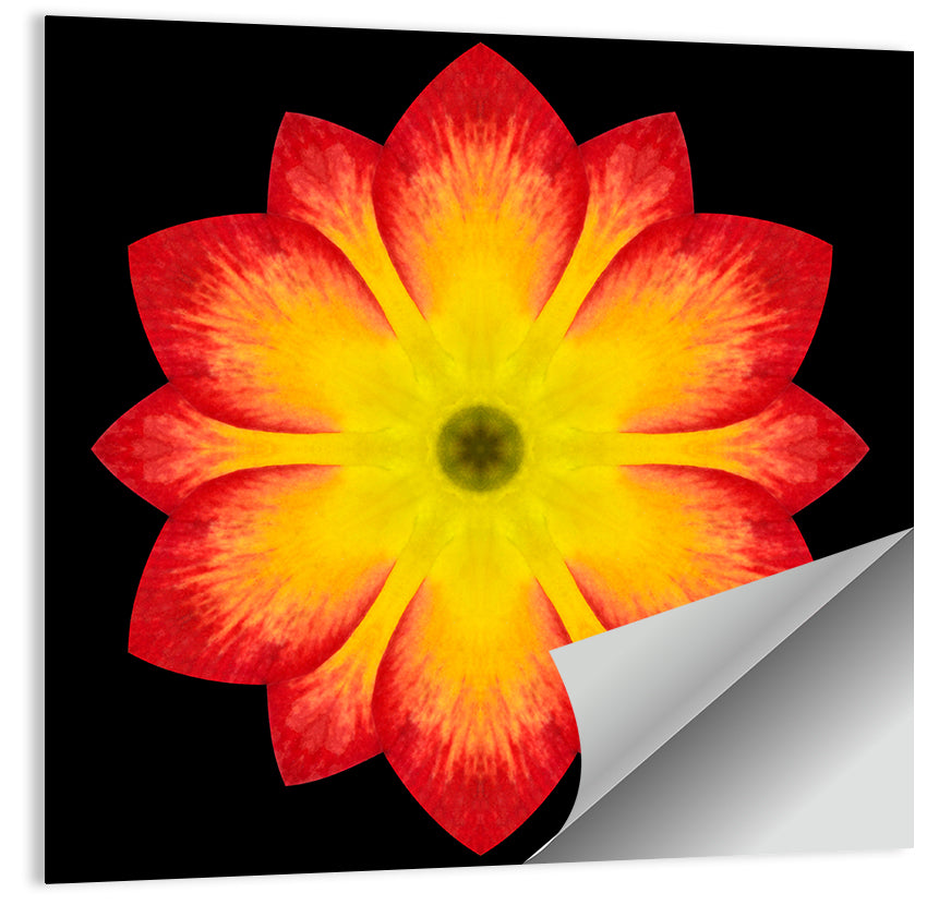 Red Yellow Mandala Flower Pattern Wall Art