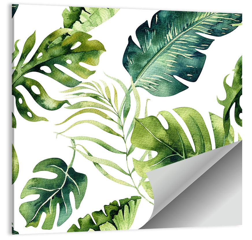Tropical Watercolor Leaves Wall Art