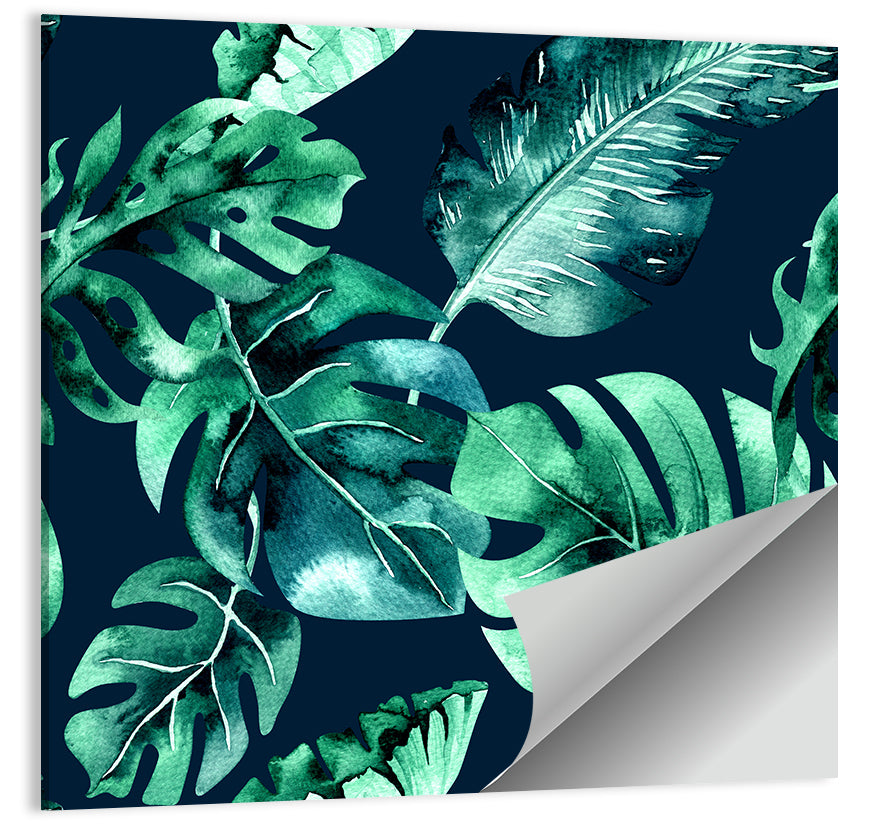 Tropical Watercolor Leaf Pattern Wall Art