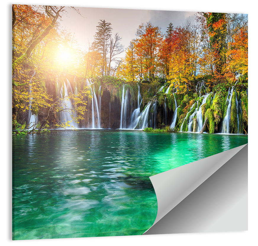 Autumn Waterfalls at Plitvice Lakes Wall Art