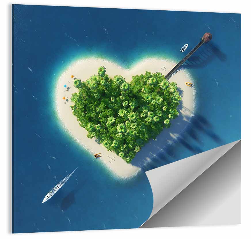 Heart-shaped Island Aerial Wall Art
