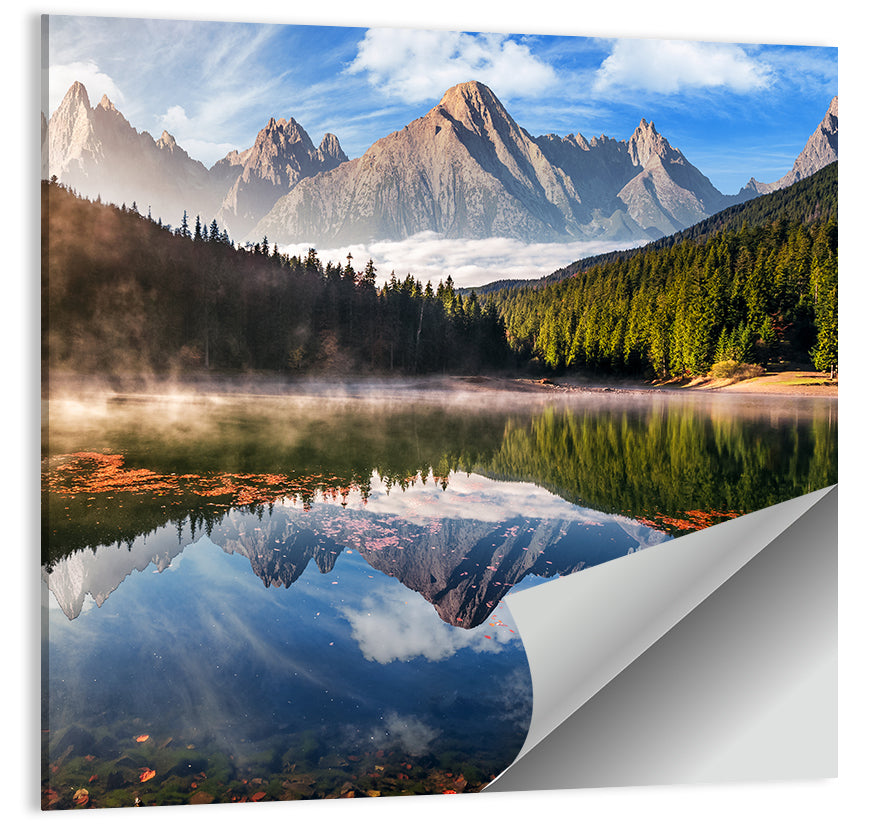 Morning Mist Mountain Lake Wall Art