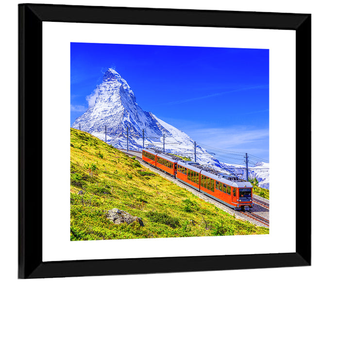 Gornergrat Train and Matterhorn Wall Art as a framed print