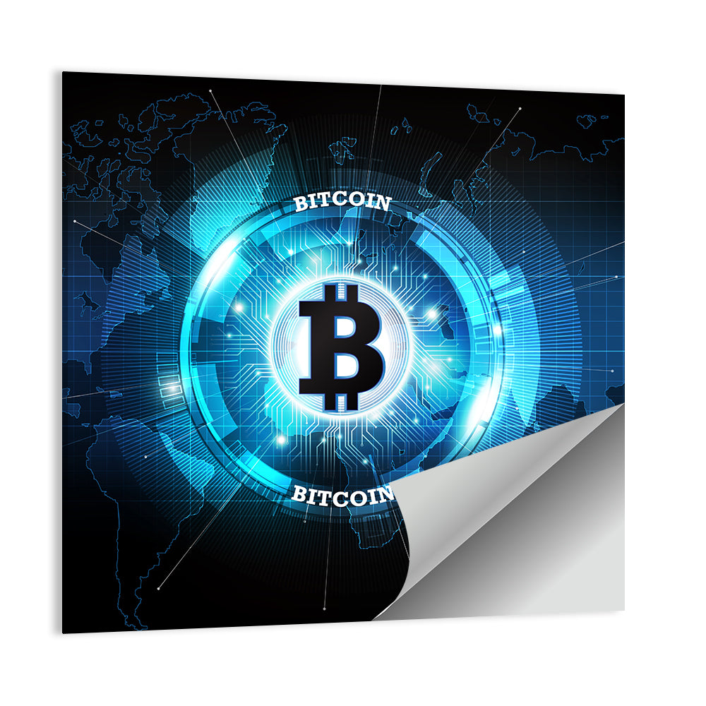 Futuristic Bitcoin Globe Wall Art