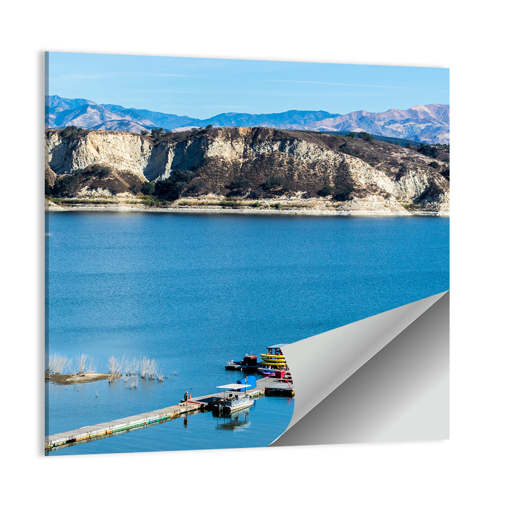 Lake Cachuma Dock and Mountains Wall Art