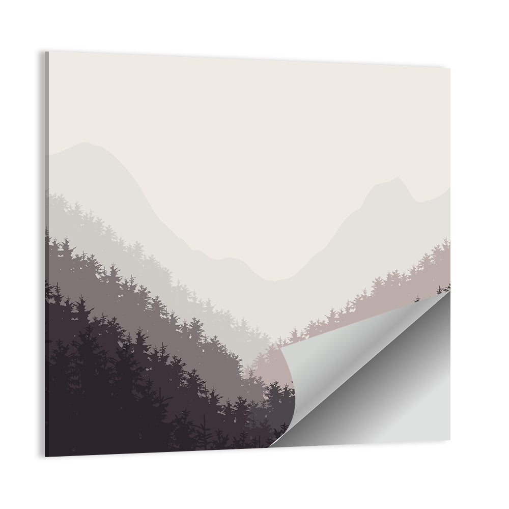 Misty Mountain Valley Illustration Wall Art