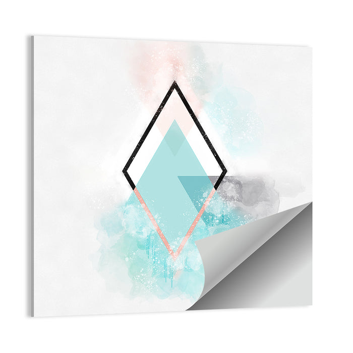 Teal Diamond Minimalist Geometry Wall Art as a poster print