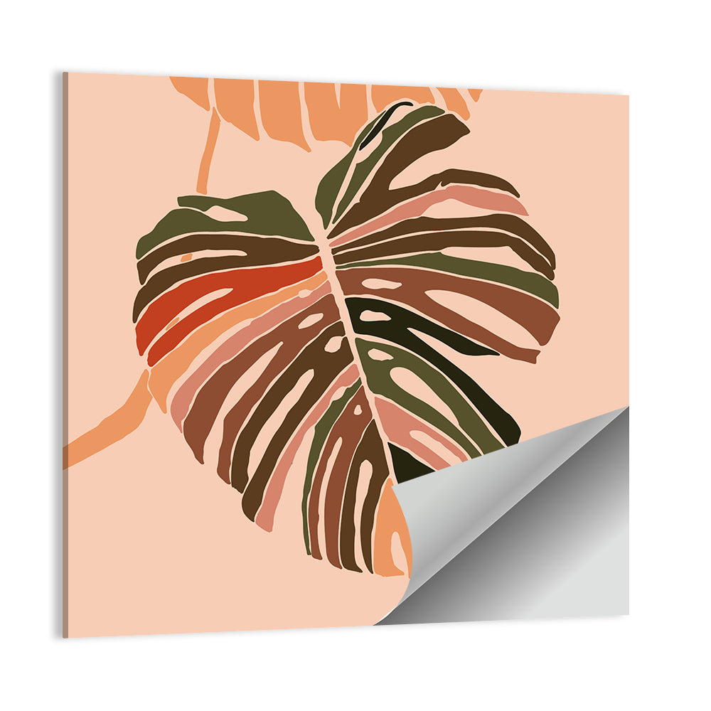 Warm Pink Monstera Leaf Wall Art