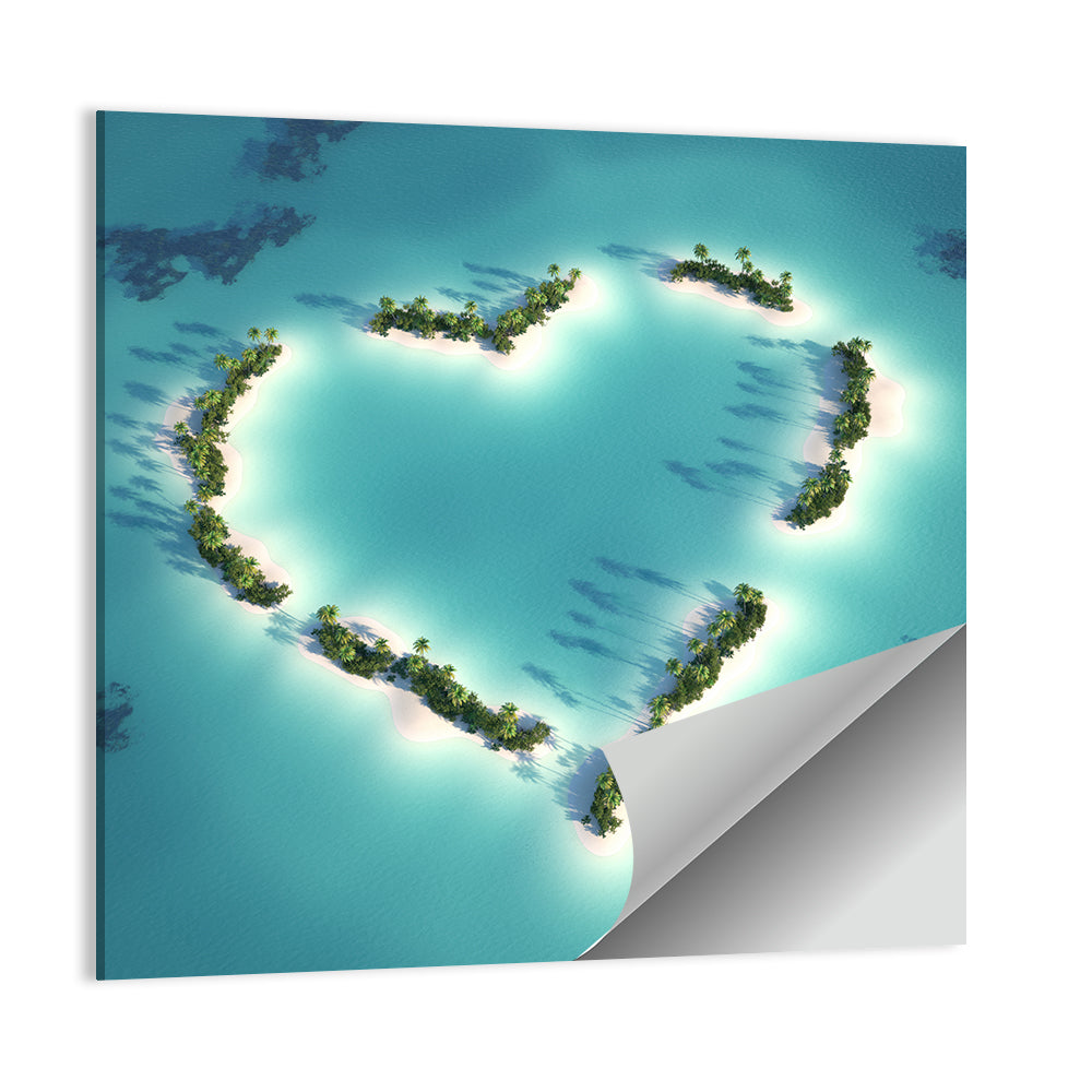 Turquoise Heart-shaped Island Wall Art