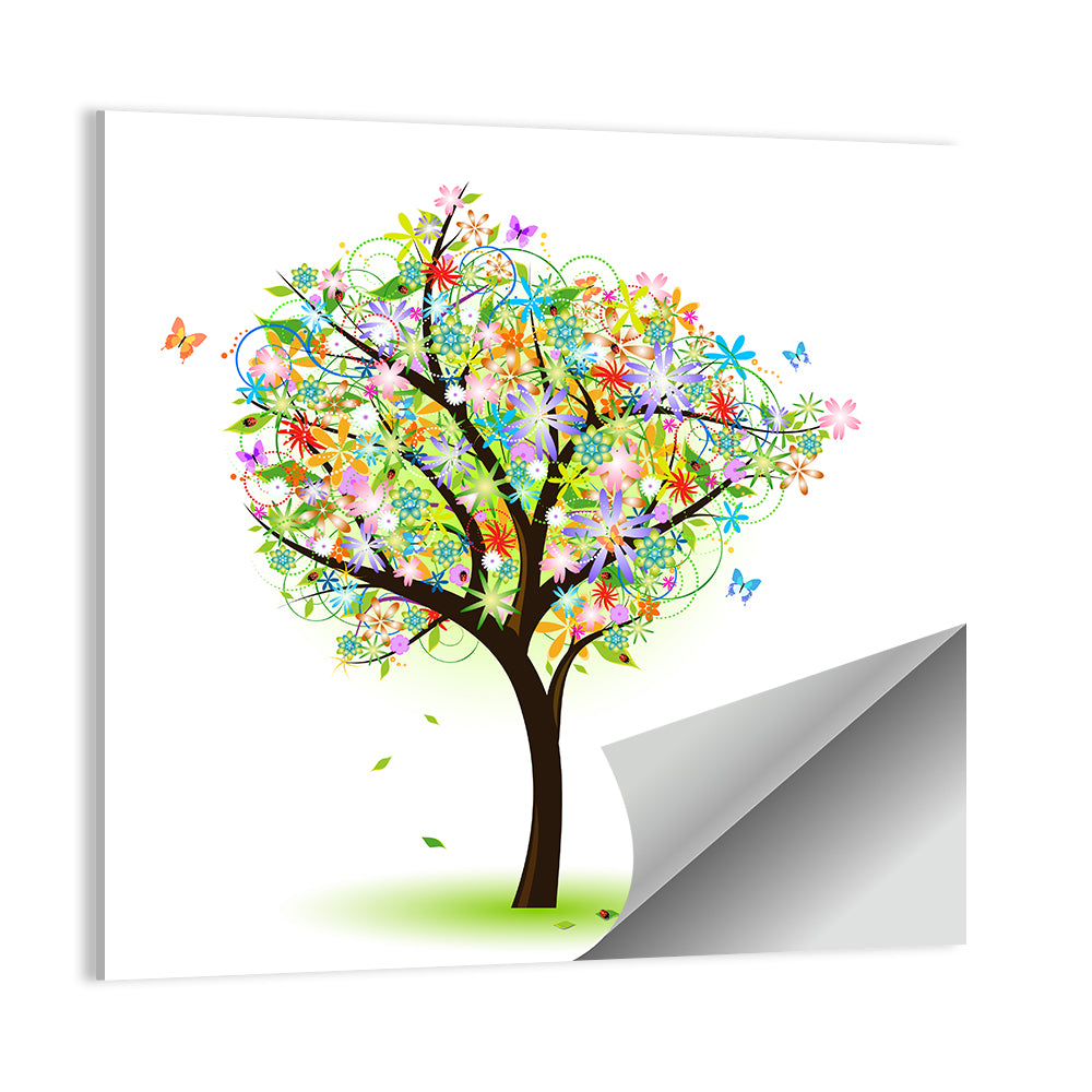 Whimsical Floral Tree Illustration Wall Art
