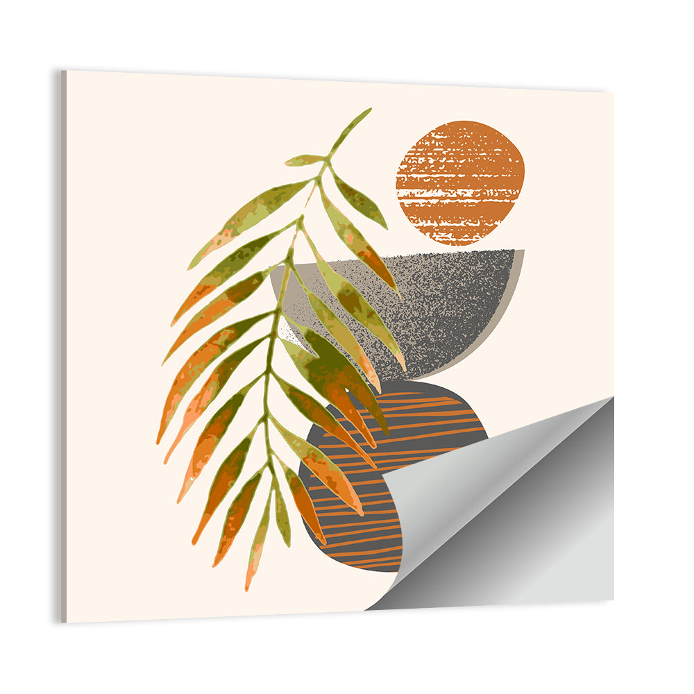 Palm Leaf Over Geometric Circles Wall Art