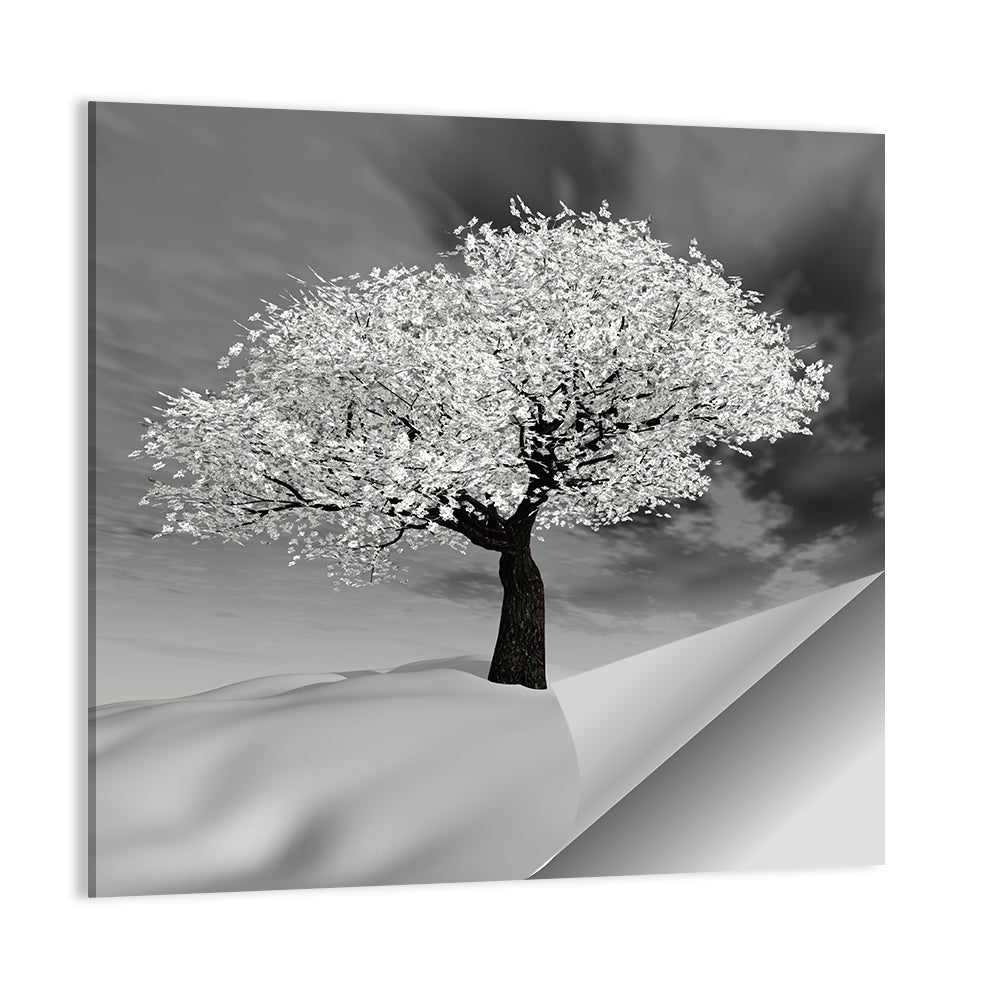 Monochrome Cherry Tree in Winter Wall Art