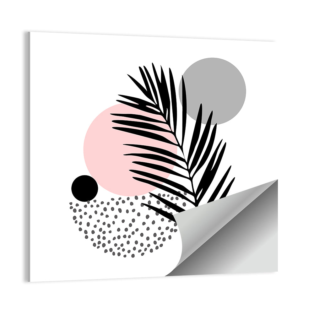 Pink Sun Moon Palm Leaf Illustration Wall Art