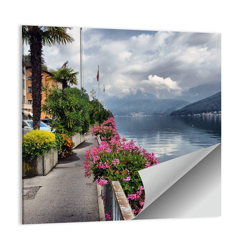Lake Lugano Floral Walkway Wall Art