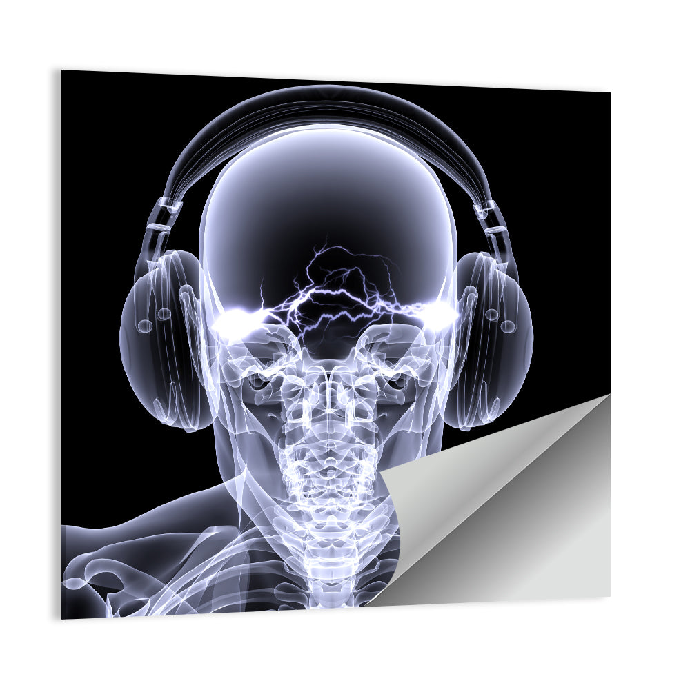 X-ray Skull with Headphones Wall Art