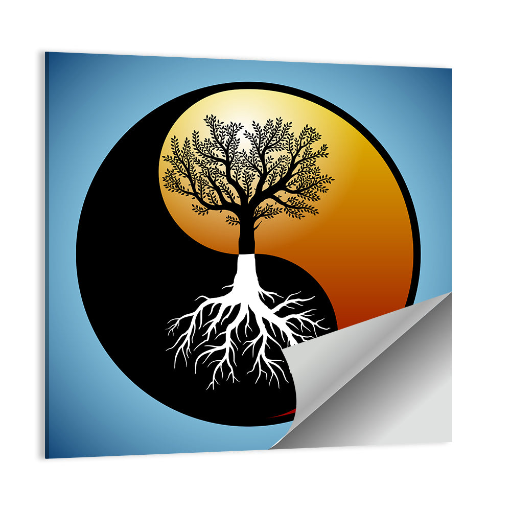 Yin Yang Tree Illustration Wall Art
