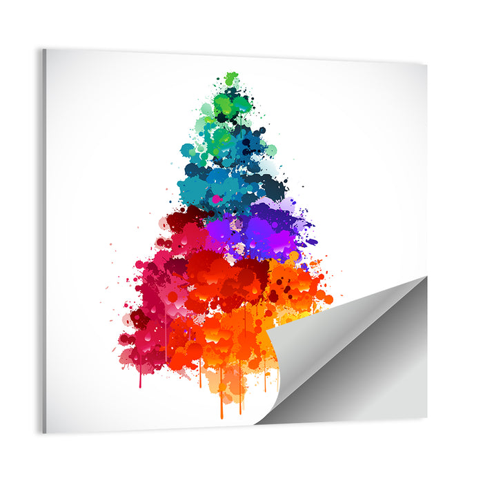 Watercolor Rainbow Christmas Tree Wall Art as a poster print