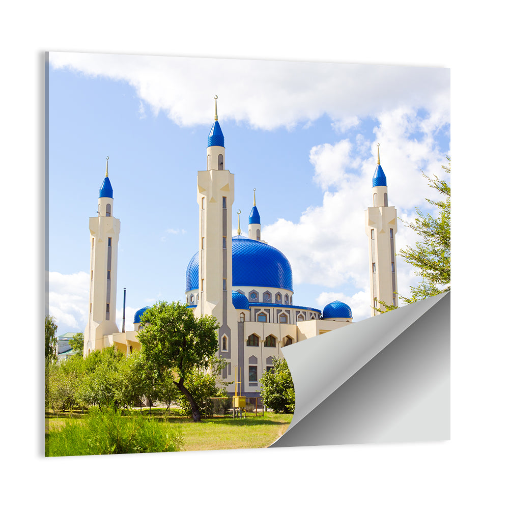 Blue Domed Mosque with Golden Minarets Wall Art