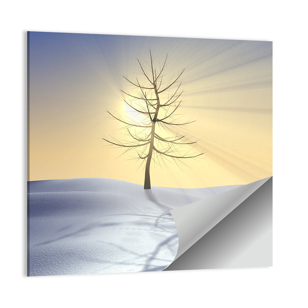 Winter Tree at Golden Sunrise Wall Art