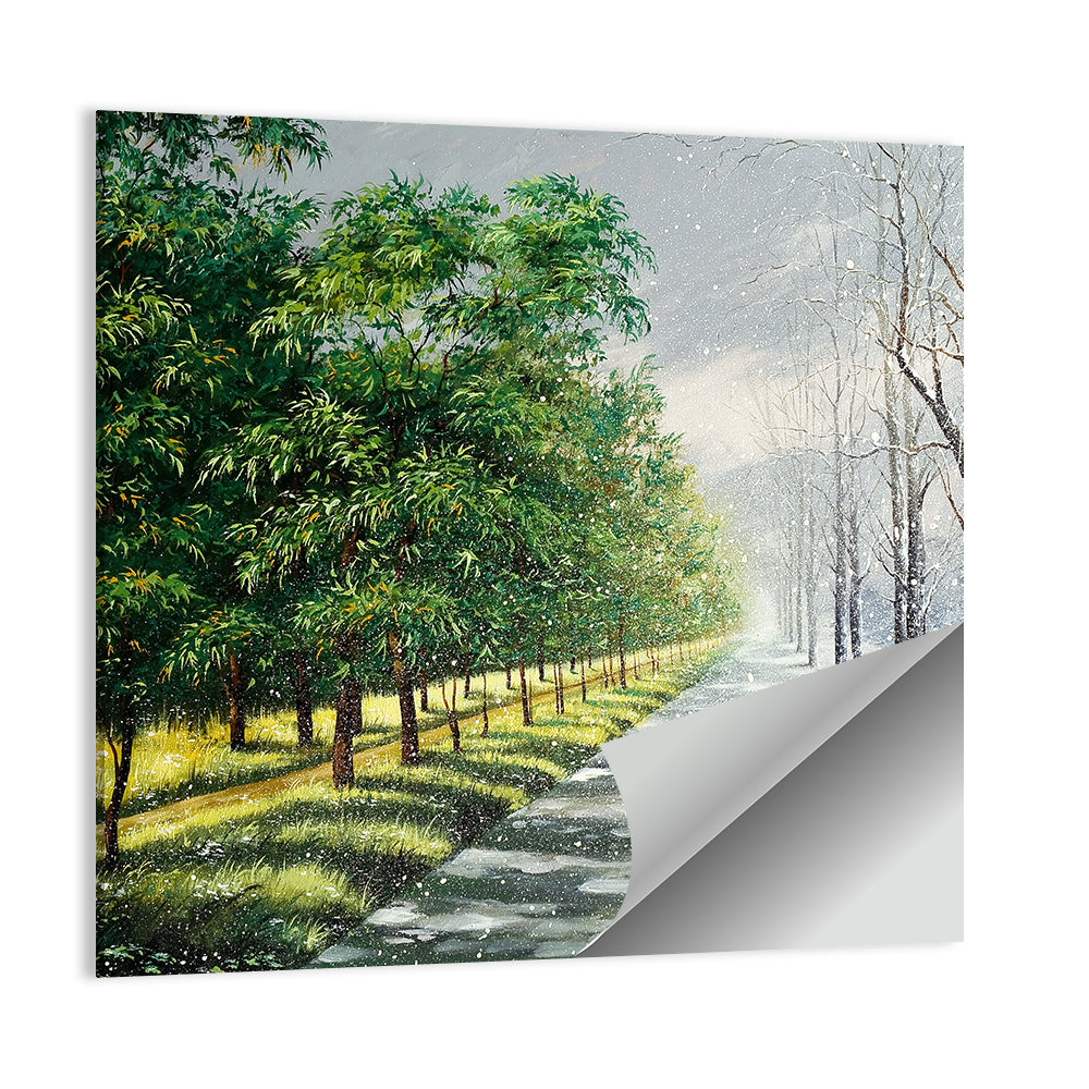 Summer to Winter Forest Path Wall Art