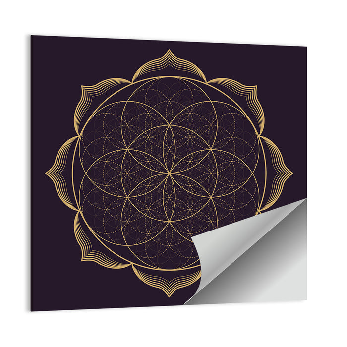 Golden Sacred Geometry Mandala Wall Art as a poster print