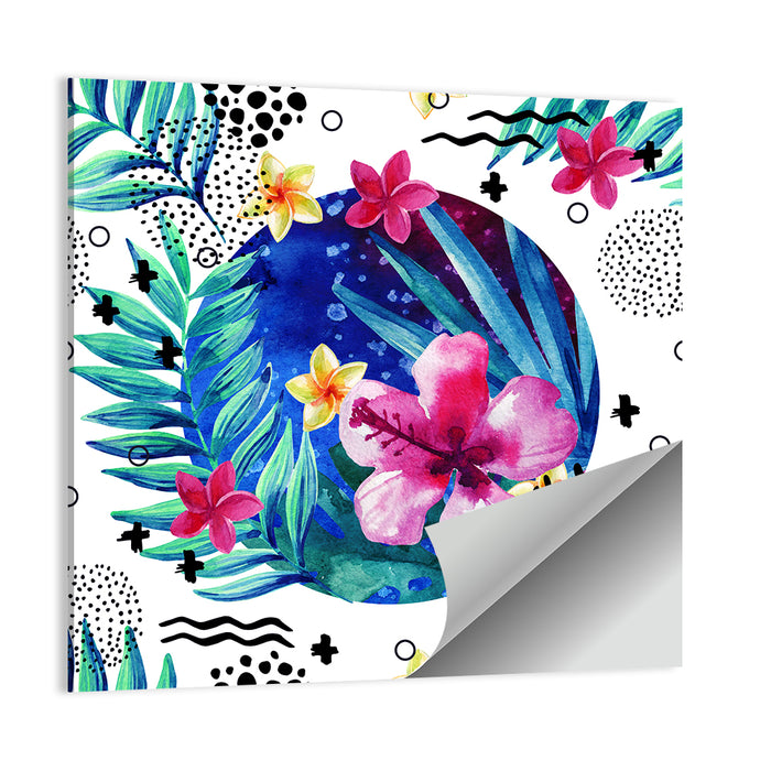 Tropical Botanical Circle Pattern Wall Art as a poster print