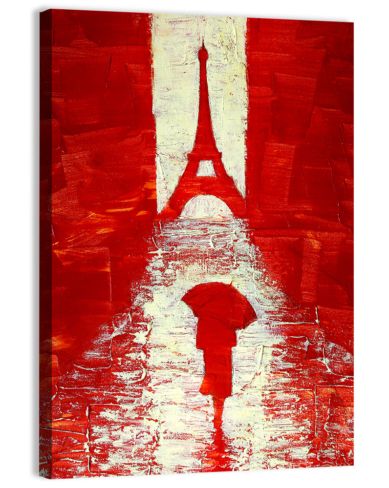 Rainy Paris Eiffel Tower Wall Art, canvas print, portrait