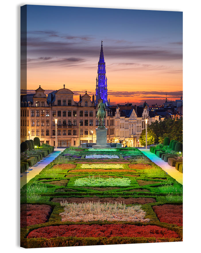 Mont Des Arts, Brussels at Dusk Wall Art as a canvas print