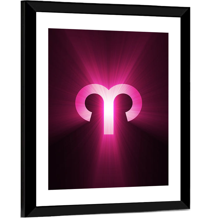 Radiant Aries Zodiac Emblem Wall Art as a framed print