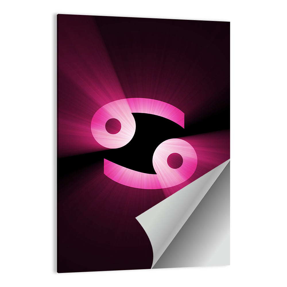 Glowing Pink Cancer Symbol Wall Art