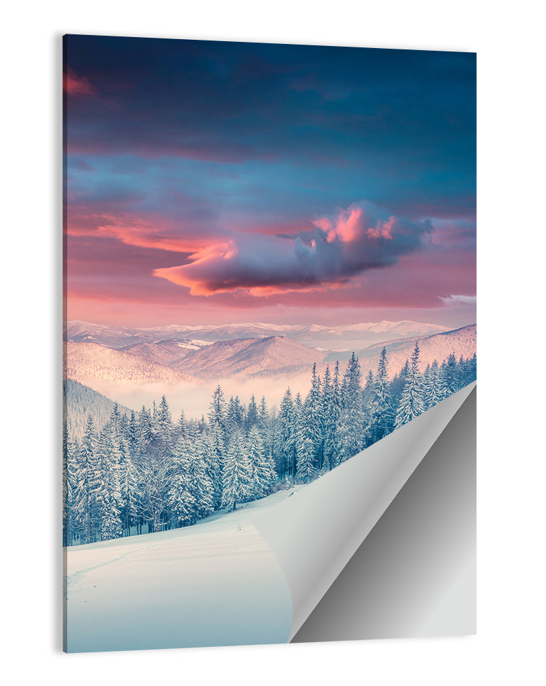 Cabin at Winter Sunrise Wall Art