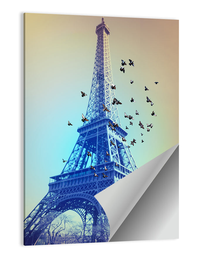 Retro Eiffel Tower Illustration Wall Art as a poster print