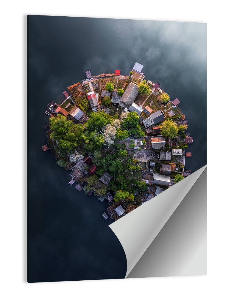Aerial View of Lake Kavicsos Island Wall Art