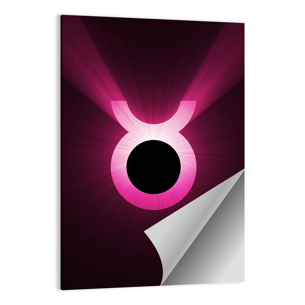 Glowing Pink Taurus Symbol Wall Art