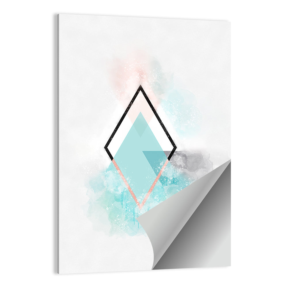 Teal Diamond Minimalist Geometry Wall Art