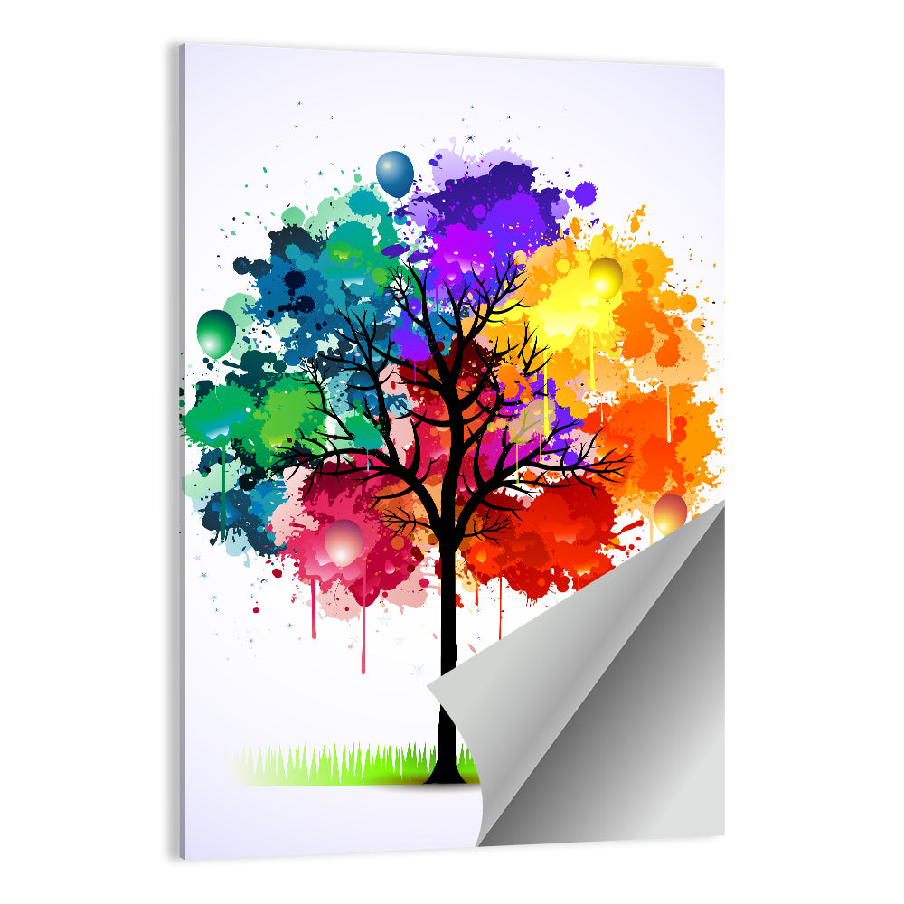 Watercolor Splash Tree Wall Art