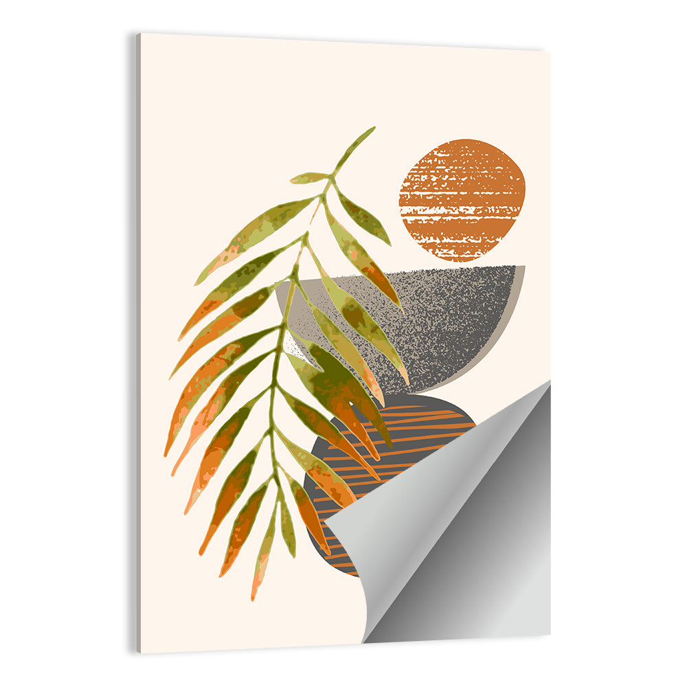 Palm Leaf Over Geometric Circles Wall Art
