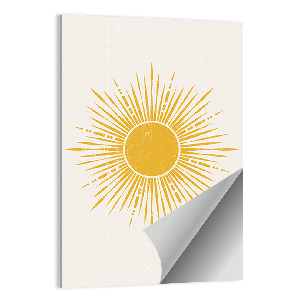 Golden Sunburst Boho Minimalist Wall Art