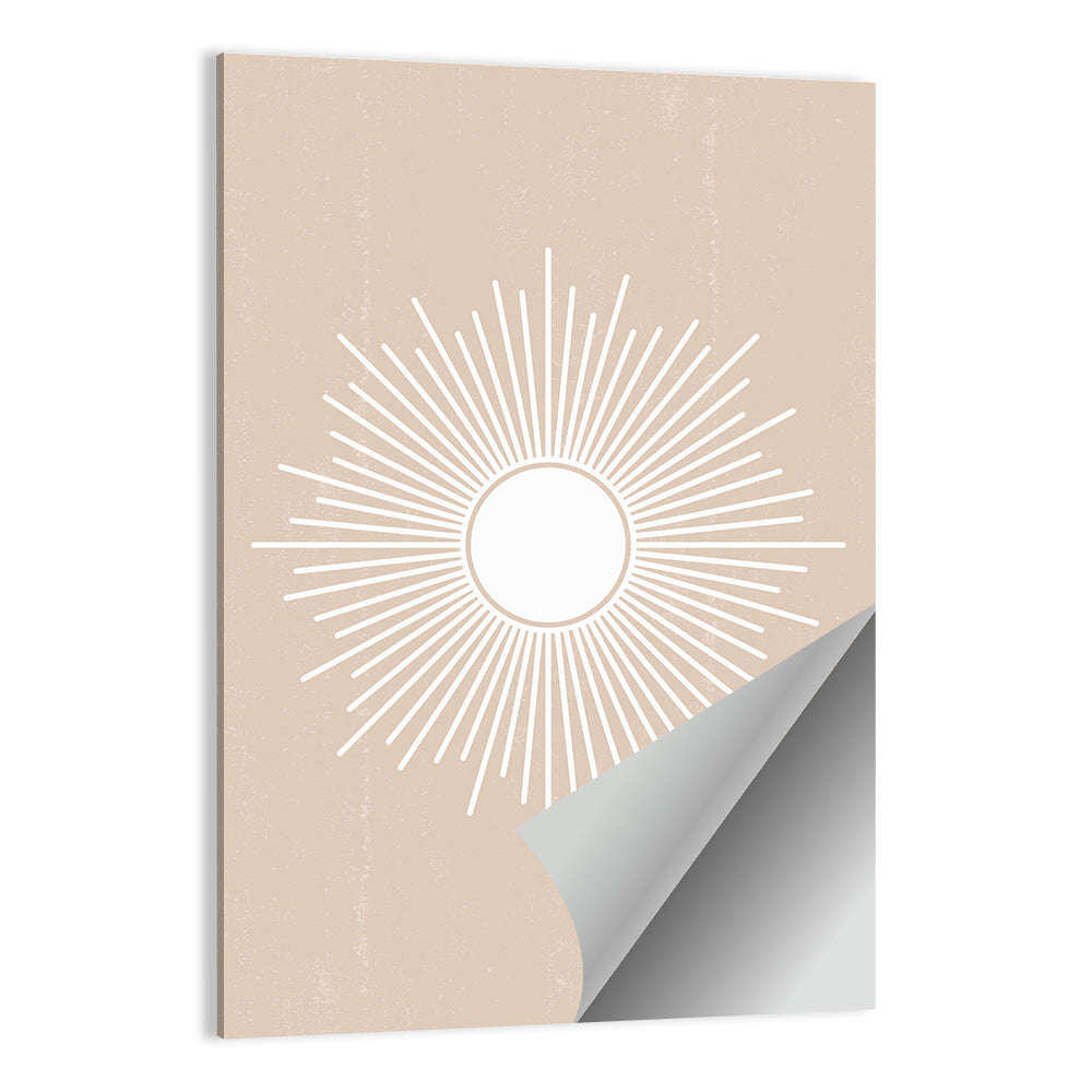 Beige Sunburst Abstract Wall Art