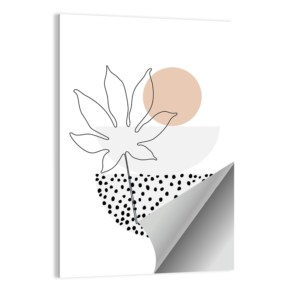 Palm Leaf with Peach Circle Illustration Wall Art