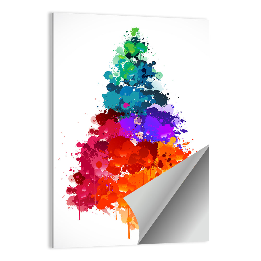 Watercolor Rainbow Christmas Tree Wall Art