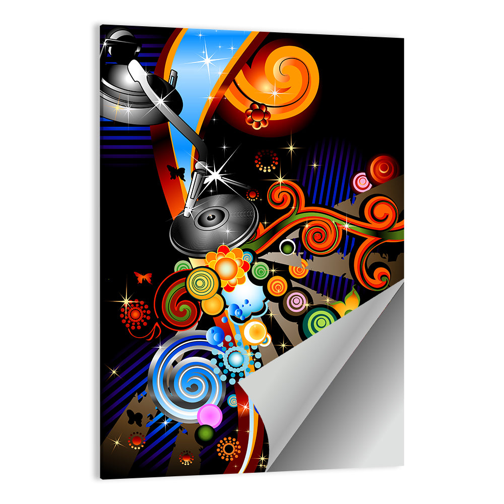 Psychedelic Turntable Illustration Wall Art