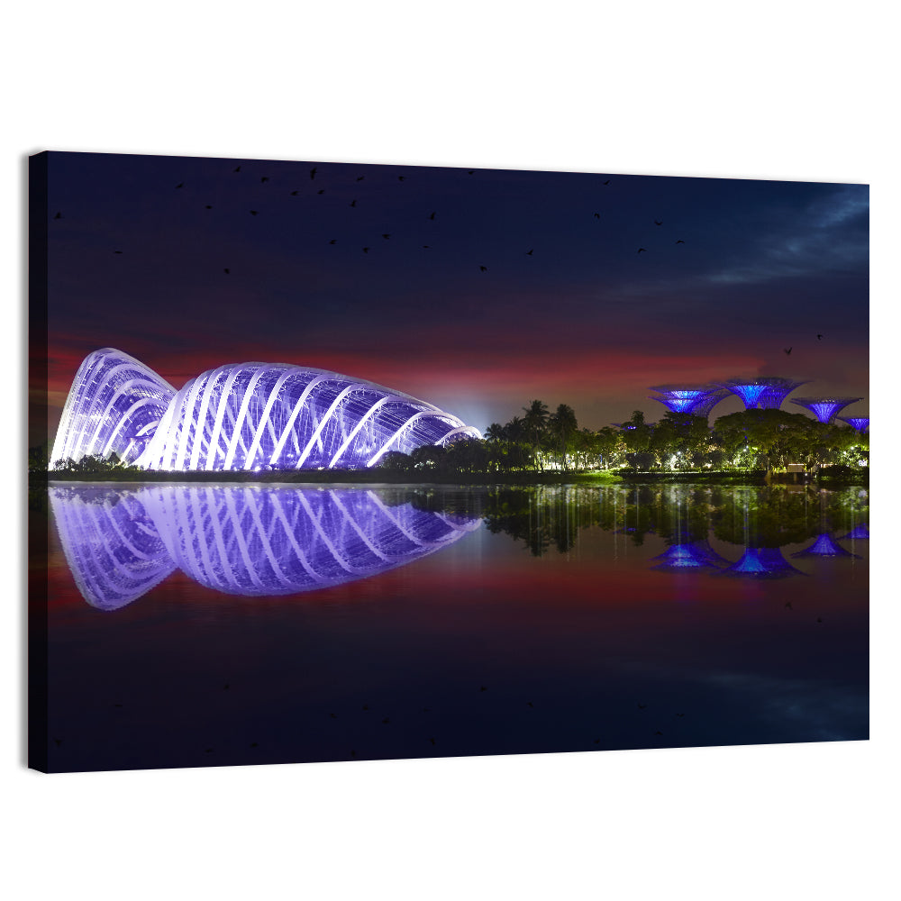 Gardens by the Bay Night Reflection Wall Art, canvas print, landscape