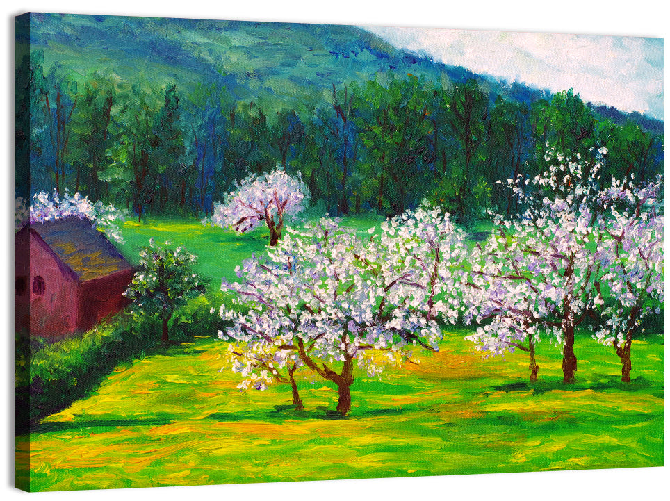 Plum Blossom Illustration Wall Art, canvas print, landscape