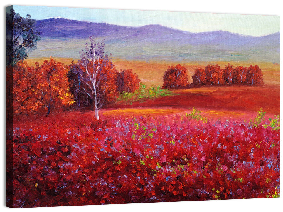 Red Autumn Landscape Wall Art, canvas print, landscape
