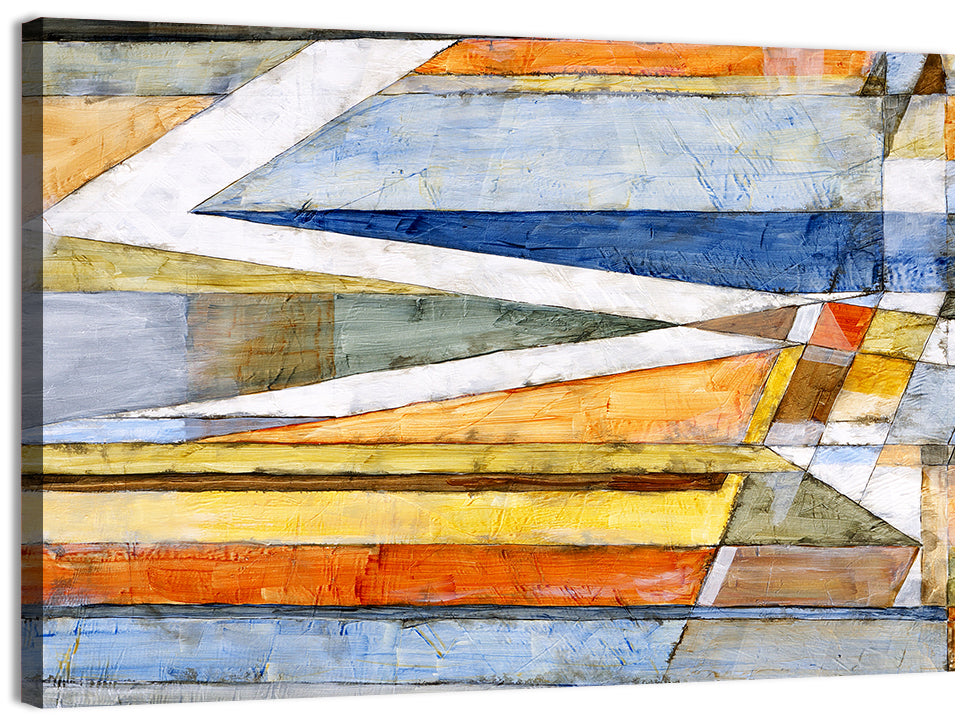 Layered Geometric Abstract with Diagonal Band Wall Art, canvas print, landscape