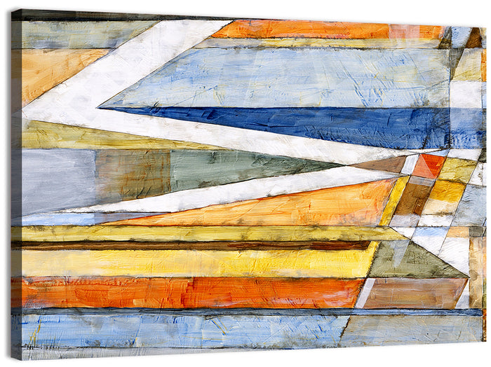 Layered Geometric Abstract with Diagonal Band Wall Art as a canvas print